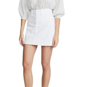 Paige White Distressed Denim Button Fly Aideen Mini Skirt size 25
